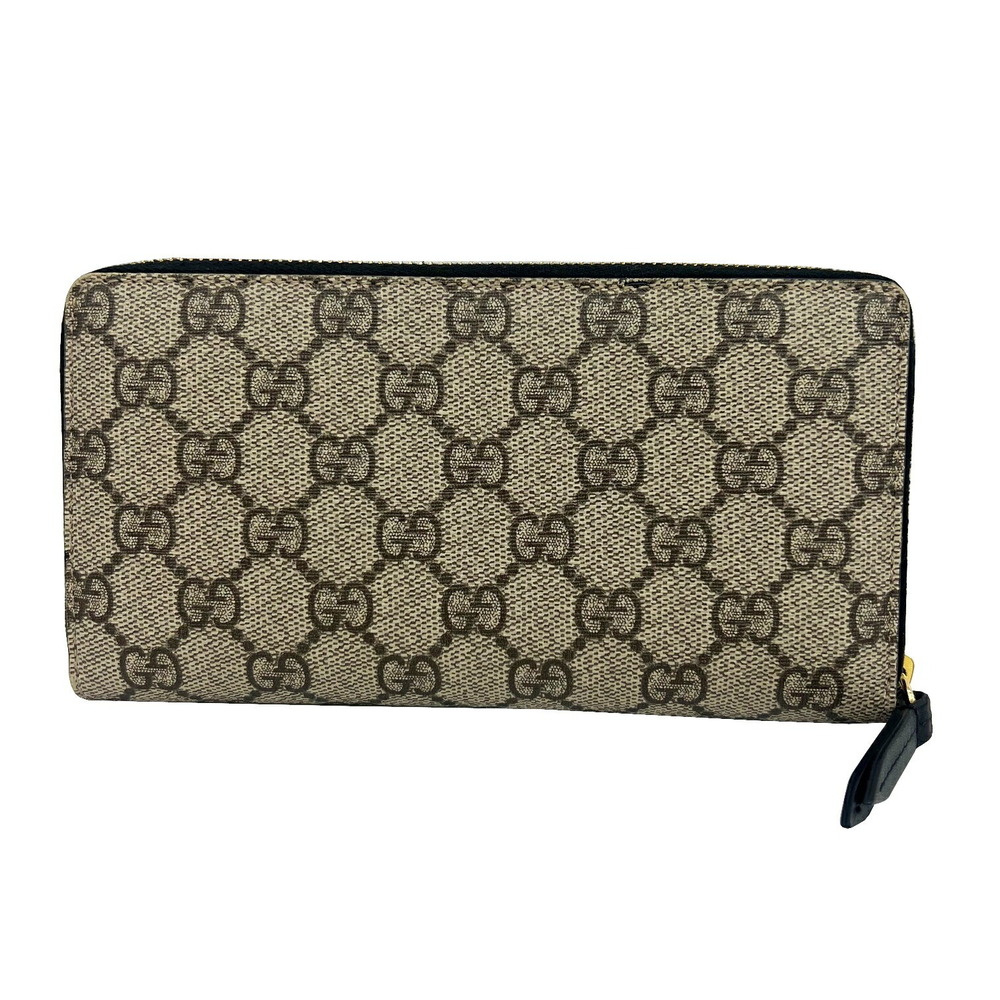 GUCCI GG Supreme Zip Around Long Wallet Brown Beige Tan the - Picture 2 of 8